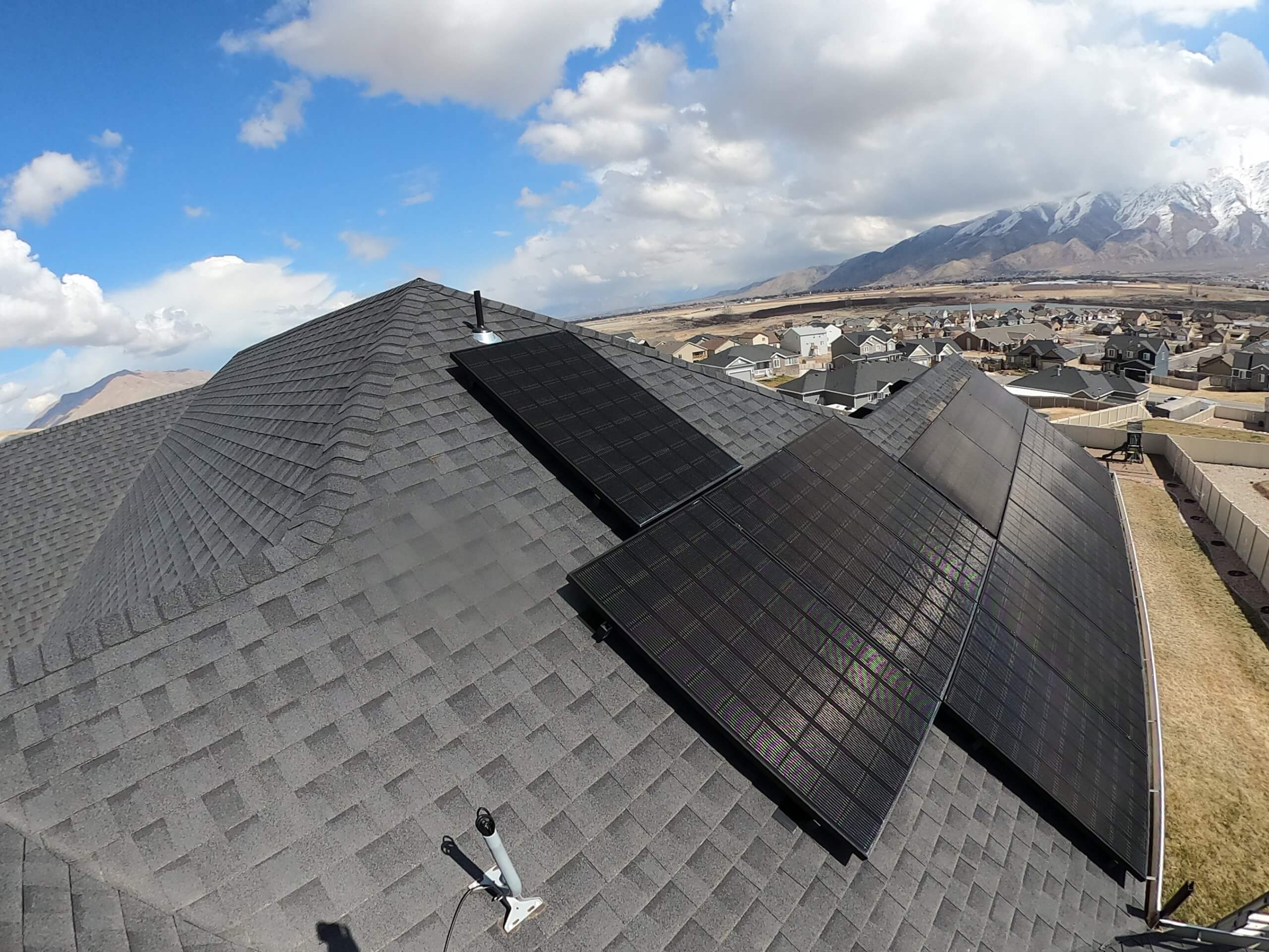 black solar panels on roof